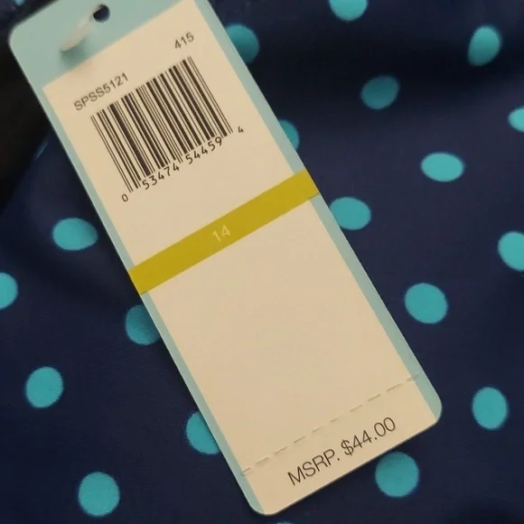 SOUTH POINT Blue Polka Dot Tiered Halter Swim Top New 14 - Picture 11 of 11